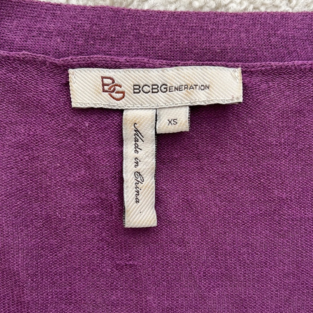 BCBGeneration purple abs gray striped cardigan - Picture 6 of 7
